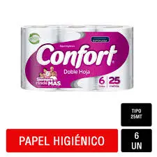 Papel Higienico Confort Doble Hoja 6 Rollos