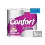 Papel Higiénico Confort Mega 50 Metros Doble Hoja 4 Rollos
