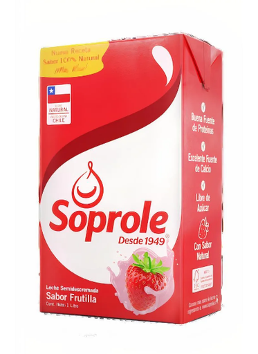Soprole Leche Semidescremada Sabor a Frutilla 1lt