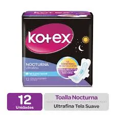 Toallas Higiénicas Kotex Nocturna Ultrafina Suave 12 Uni