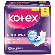 Kotex Toallas Femeninas Nocturna Normal Suave 8 Uni